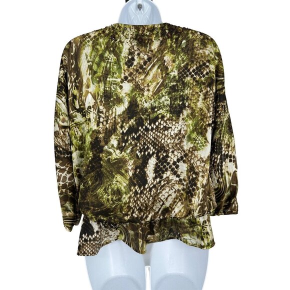 Chico's Women's Animal Print Embellished Elastic Waist Blouse Size 0 US S - Picture 6 of 10